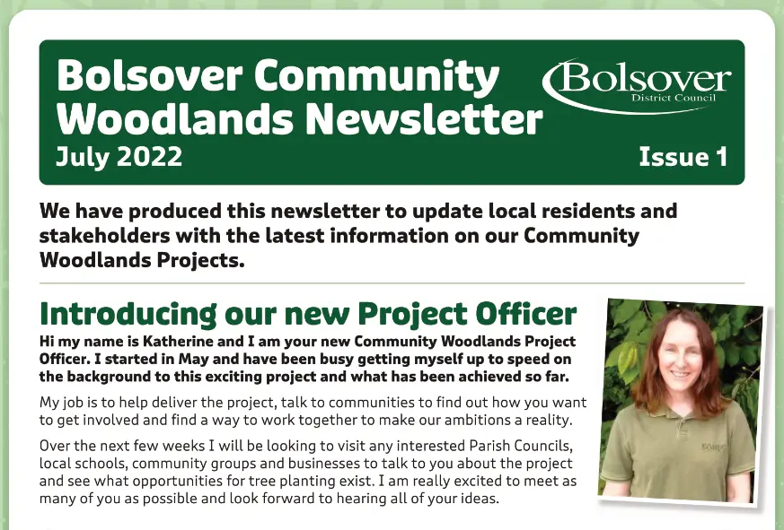 Bolsover Community Woodlands Project Newsletter July 2022 | SNPC